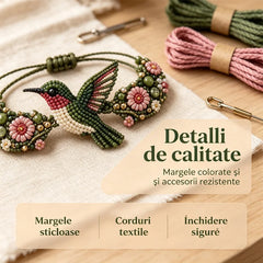 Set meșteșugit brățară DIY din mărgele cu motiv natură, conține mărgele premium, fire, ac și accesorii complete în cutie ecologică