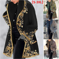🔥🎊 【S–3XL】Prémium női vastag gyapjúkabát – elegáns őszi-téli mintás hajtókával