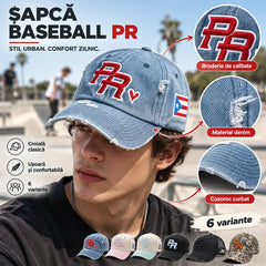 🧢 Șapcă de Baseball Unisex cu Broderie 3D și Detalii Ripped – Stil Streetwear Vintage, Cozoroc Curbat de 7 cm, Marime Reglabilă și 6 Variante de Culoare!