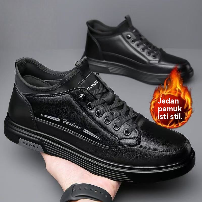 😎👍【39-44】Új férfi vízálló bőr és bársony casual pamut cipő 2025 őszére és telére.