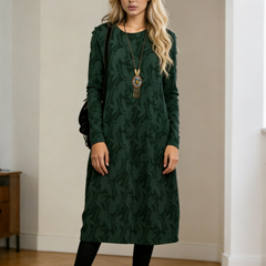 【S-3XL】Új, mintás, kerek nyakú ruha zsebekkel