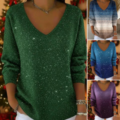 👚👚Új női pulóver hosszú ujjal és V-nyakkal