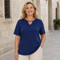 Tricou Casual de Damă cu Decolteu Decupat în V – Croială Lejeră, Material Premium Moale, Respirabil și Fin la Atingere, Stil Trend