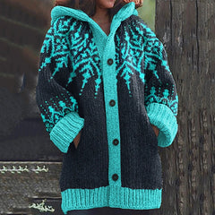 【S~5XL】❄Elegáns retró hópehely mintás kapucnis dzseki