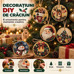 🎄 Set 6 Decorațiuni DIY de Crăciun cu Diamante – Proiect Creativ pentru Familie, Perfecte pentru Brad, Fereastră sau Cadouri!