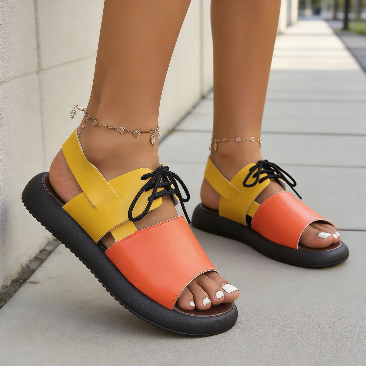 🛍️ Stil Retro Urban! Sandale Romane cu Talpă Groasă și Șireturi | 36-43