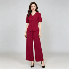 🌸【Tricou + pantaloni largi】Set modern retro din material mătase rece—— răcoros, elegant și super confortabil ✨