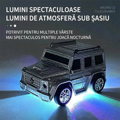 Ceas cu Mini Mașină de Jucărie cu Telecomandă pentru Băieți, Mașinuță Electrică din Aliaj Metalic cu Lumini LED Ambientale, Încărcare USB, Cadou Copii