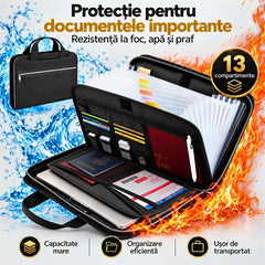 🛡️ Geantă Ignifugă și Impermeabilă pentru Documente (13 Compartimente) – Protecție maximă și organizare impecabilă pentru actele tale importante! 📂✨