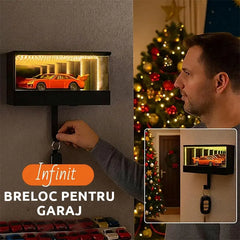 Suport chei garaj cu LED-uri și oglindă infinită | Efect de iluminare cool pentru garaj | Organizator decorativ pentru chei