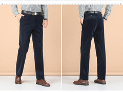 Férfi kordbársony nadrág – magas derék, rugalmas, egyenes szárú, mindennapi viseletre