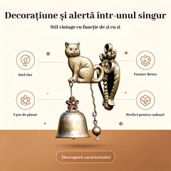 【Stil Retro】Clopoțel Metalic de Ușă cu Design de Animale, Clopoțel de Vânt Vintage cu Magnet și Plăcuță Metalică, 6 Modele Disponibile! 🔔✨