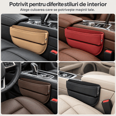 🚗 Organizator Premium Auto pentru Spațiul dintre Scaun și Consolă – Mai Mult Spațiu, Mai Puțină Dezordine! (Disponibil în 4 Culori Elegante)