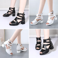【35-41】2026 Sandale noi de vară toc gros gură de pește ajurat