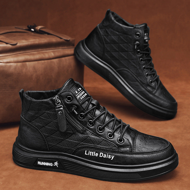 🔥【39-44-es méret】Férfi lezser, magas szárú tornacipő oldalsó cipzárral