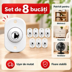 🛞 Set 8 Roti Auto-Adezive Multidirecționale 360° – Mută Mobilierul și Cutiile Fără Efort! Fără Găurire, Silențioase și Rezistente!