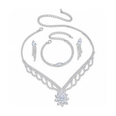 ✨ Set Elegant de Bijuterii cu Zirconiu – Colier, Brățară și Cercei cu Design Ananas/Floare de Lotus, Disponibil pe Auriu și Argintiu, Ambalaj Cadou de Lux!