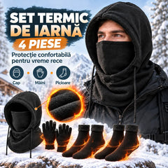 ❄️ Set Termic de Iarnă 4 Piese – Protecție completă confortabilă pentru cap, mâini și picioare în zilele geroase! 🧣🧤🧦
