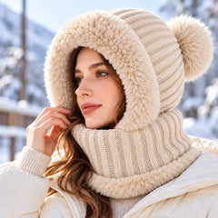 ❄️ Căciulă Integrată cu Fular și Protecție pentru Urechi – Confort complet de la cap până la gât în zilele friguroase! 🧣🧥