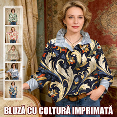 💥【Lansare în premieră pe internet】🌸 Bluză fashion cu imprimeu floral și mâneci 3/4 lejere