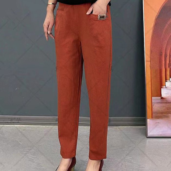 🔥【M-6XL】🍃Pantaloni casual elastici respirabili cu talie înaltă pentru femei de vară