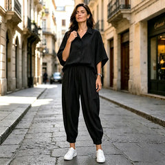 Ofertă 1+1 GRATIS! Set de Vară 2026 din Bumbac pentru Dame: Cămașă Lejeră și Pantaloni Harem, Design Modern care Subțiază Silueta (Mărimi L-5XL) ✨💃