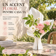 🌸 Vază Sculpturală 3D Tip Buchet – Design modern, textură satinată și eleganță pentru casa ta! ✨🏠