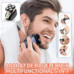 Aparat de Ras Electric 5 în 1 pentru Bărbați – 5 Capete 4D Flotante, Rezistent la Apă, Masină de Tuns pentru Cap și Barba, Kit Grooming Complet