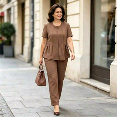 🔥 Set 2 Piese pentru Damă (Bluză + Pantaloni) – Lejer, Elegant, Mărimi Mari, Stil Modern pentru Femei Mature