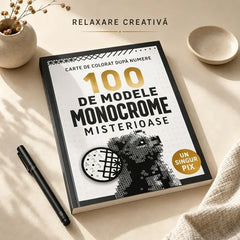 🛍️ Carte de Colorat Antistres "100 Monochrome Mysteries": Desoperă Imagini Ascunse 🎨 Ai Nevoie doar de UN SINGUR CULOR/PIX | Antrenează Creierul & Concentrarea | Format Mare A4, 208 Pagini