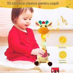 🦒👼O girafă de pluș interactivă, 🎵un mic prieten drăguț care va cânta alături de voi.