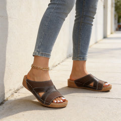 👡 Papuci de Vară Tip Roman din Piele Naturală – Talpă Platformă Moale, Design Color-Block, Stil Slip-On, Mărimi 36-43! ☀️🌾