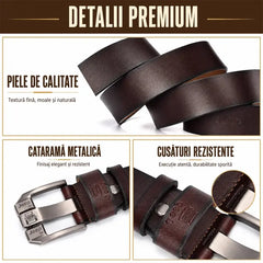 Cureaua retro barbati high-end，Cureaua de blugi cu catarama din piele naturala，Cataramă simplă și la modă, piele de vacă selectată cu un singur strat, puternică și durabilă