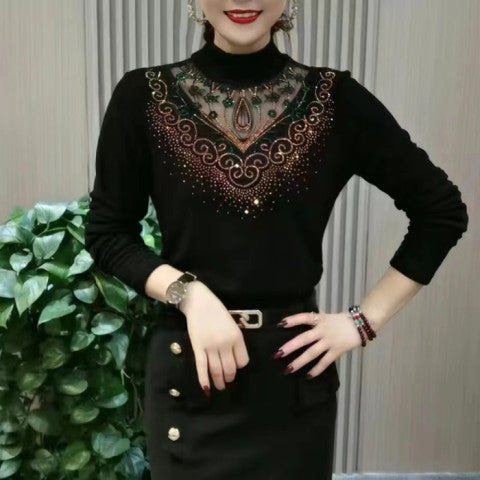 Női bélelt, karcsúsított alapfelső – meleg, elegáns csipkés részletekkel