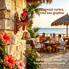🛍️ Decor Tropical Retro! Clopoțel de Perete cu Papagal Tiki Bar "Parrot Head Paradise"