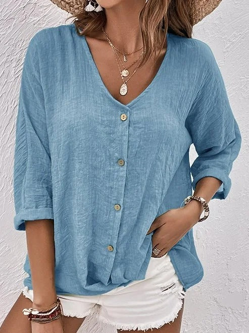 🔥 🌿【Lichidare de vară🔥】【S-5XL】Tricouri elegante și casual cu decolteu în V pentru femei