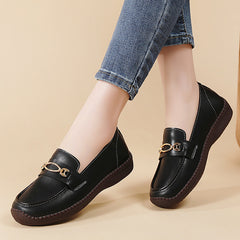 Idősebb nőknek való kényelmes slip-on cipő – Csúszásmentes, puha talpú, mindennapi női bőrcipő