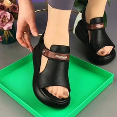 🔥【Piele naturală premium îmbunătățită】🥿 Papuci de vară moderni cu talpă groasă antiderapantă