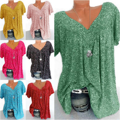 🔥👚【S-5XL】Camiseta estampada de manga corta con cuello en V 2026