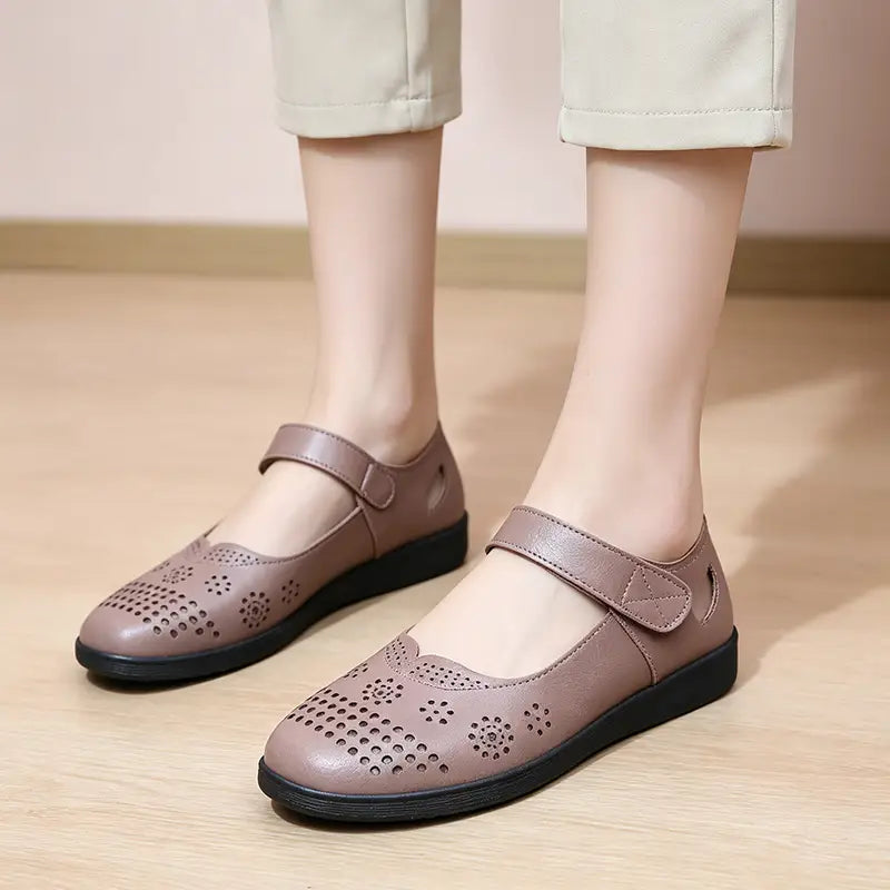 Pantofi Casual din Piele pentru Femei, cu Decupaje Laser – Talpă Moale, Suport Orthopedic pentru Arc, Corectarea Posturii și Ultra-Respirabili