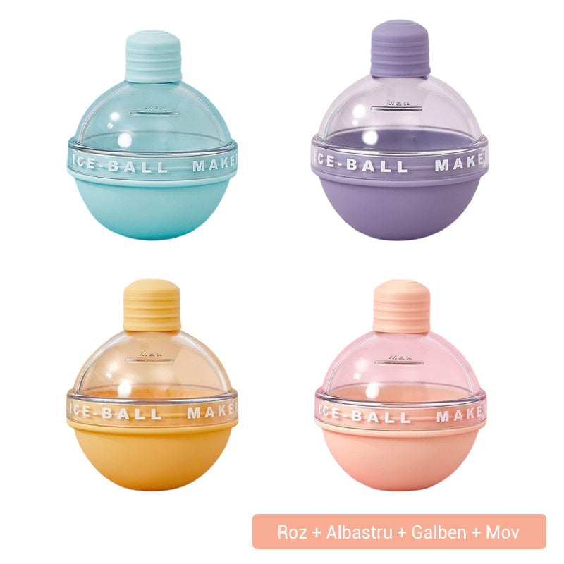 🧊【Set de 4 bucăți】Forme pentru bile de gheață – 💧🥃perfecte pentru whisky, băuturi și apă