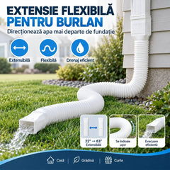 🏡 Extensie Flexibilă și Extensibilă pentru Burlan (22–63 inchi) – Protejează Fundația Casei și Redirecționează Eficient Apa de Ploaie!