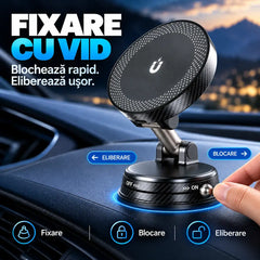 ⚡ Suport Auto Magnetic 15W cu Fixare prin Vid – Încărcare rapidă, fixare ultrastabilă și reglare la 1080°! 🚗📱
