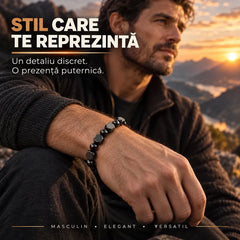 🔥 Brățară Masculină Premium din Obsidian și Hematit – Stil Elegant, Energie Pozitivă și Protecție Împotriva Energiilor Negative!
