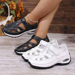 Sandale casual din piele naturală: design ajurat, talpă groasă și flexibilă, mărimi 36-43