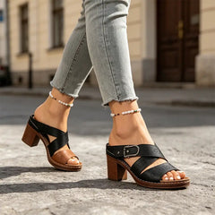 ✨Sandale Retro cu Toc Gros și Decupaje – Eleganță Stabilă și Mers Fără Oboseală! 👡