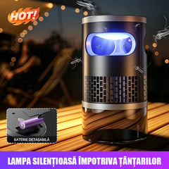 Lampă Anti-Țânțari Portabilă pentru Casă și Camping, Capcană UV Insecte cu Aspirație Fizică, Zgomot Redus, Reîncărcabilă USB cu Acumulator Detașabil