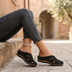 👡 Saboți de Vară din Piele Premium cu Suport Plantar – Design Clasic Decupat, Confortabil pentru Picioare Late, 4 Culori, Mărimi 36-43! ☀️🌾