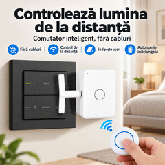 💡 Comutator Inteligent Fără Fir cu Telecomandă RF – Controlează Lumina de la Distanță Fără Modificarea Cablurilor – Se Lipeste Ușor, Ideal pentru Dormitor, Living și Persoane În Vârstă!
