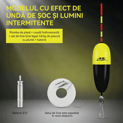 Plutitor reglabil automat în adâncime cu vizibilitate excelentă pe timp de noapte! Își schimbă culoarea instantaneu când un pește mușcă! Nu mai ratați niciodată un loc de pescuit!